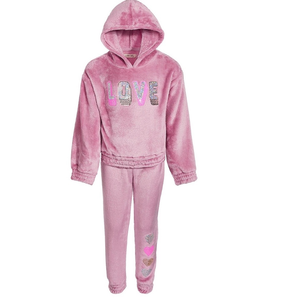 Colette Lilly cozy plush pullover Hoodie & Jogger set.